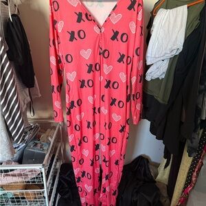 Valentines one piece pajamas
